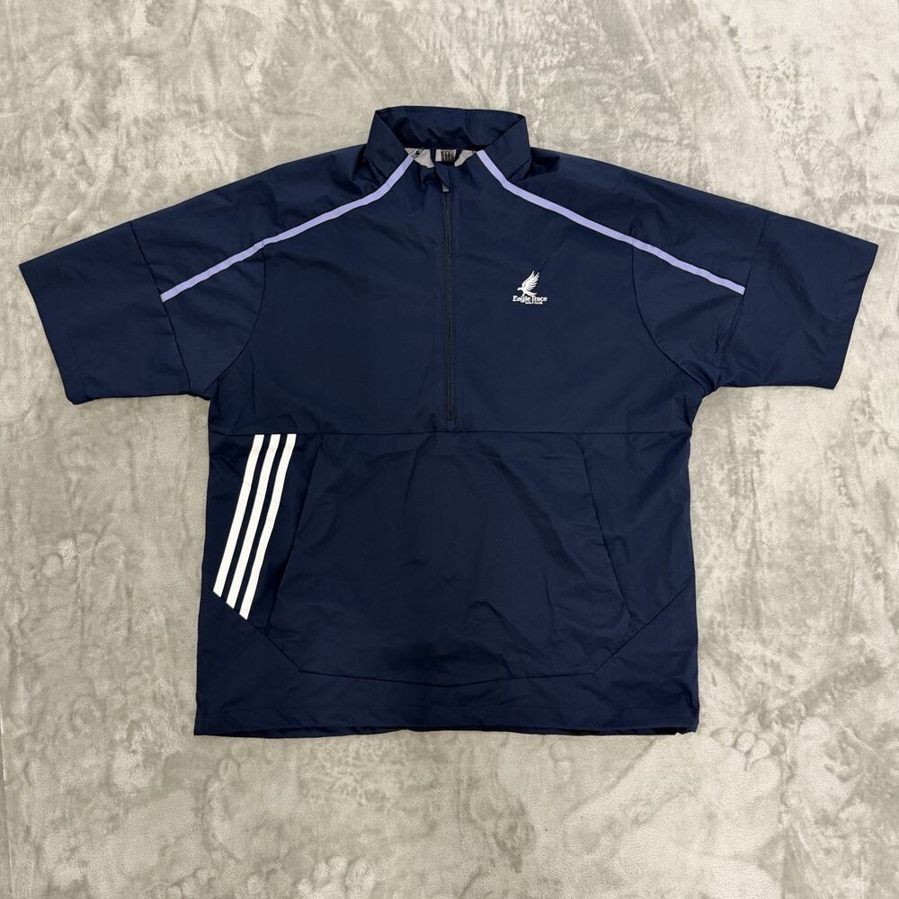 Adidas Eagle Trace Golf Short Sleeve Half-Zip Wind Breaker Shirt Blue Mens Large